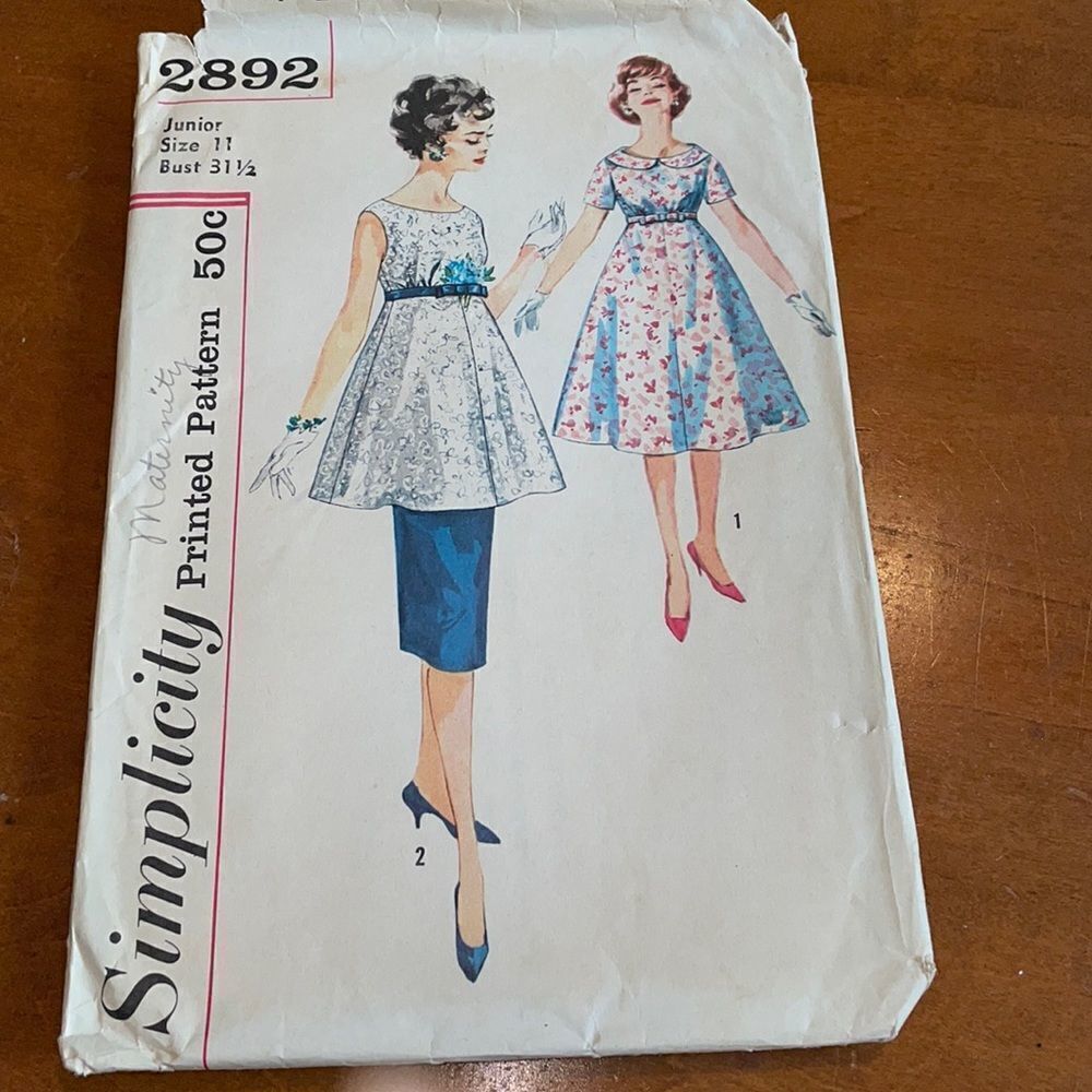Vtg 1959 Simplicity one piece &‎ two piece maternity dress sewing pattern